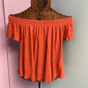 Sun Burnt Orange Peasant Top off the shoulder Short Sleeve 🎃